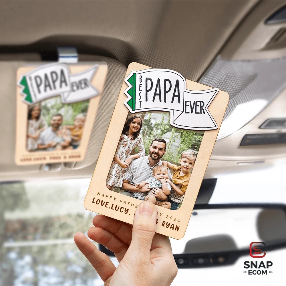 Wood Car Visor Clip - 3 Layer - 6