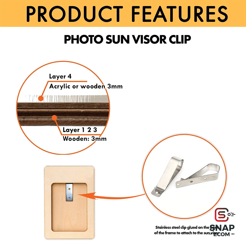 Wood Car Visor Clip - 3 Layer - 17