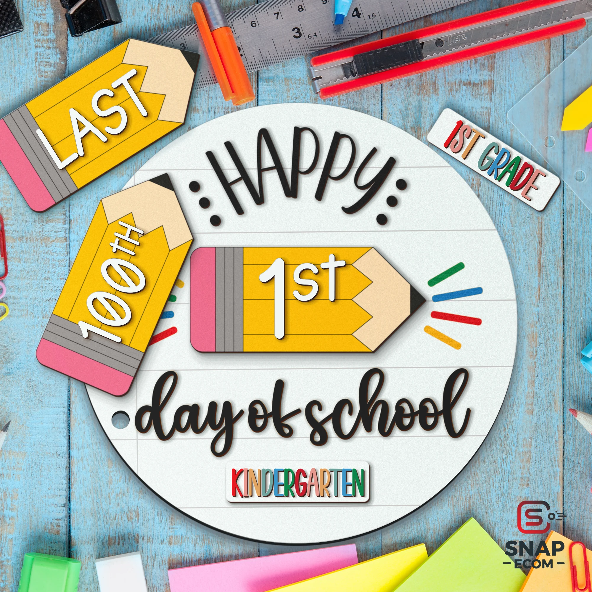 Persionalized First Last Day of School Sign Round Wood - 2 layers - 2