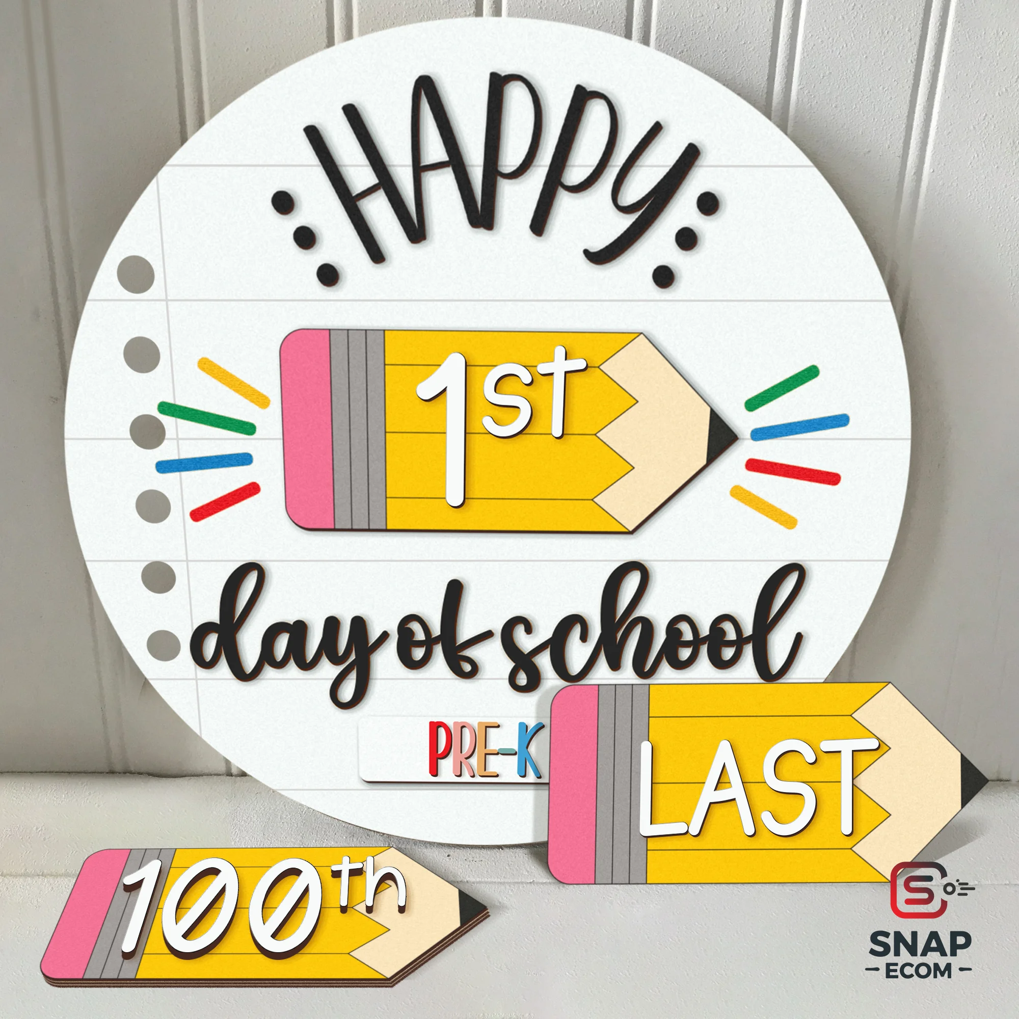 Persionalized First Last Day of School Sign Round Wood - 2 layers - 6