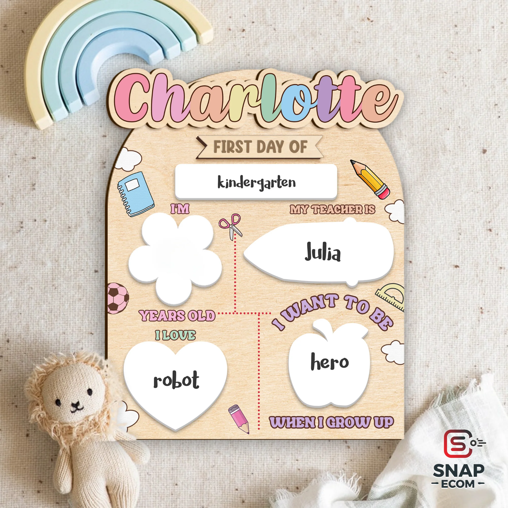 Persionalized First/ Last Day of School Sign Mix Wood and Acrylic - 2 layers - 13