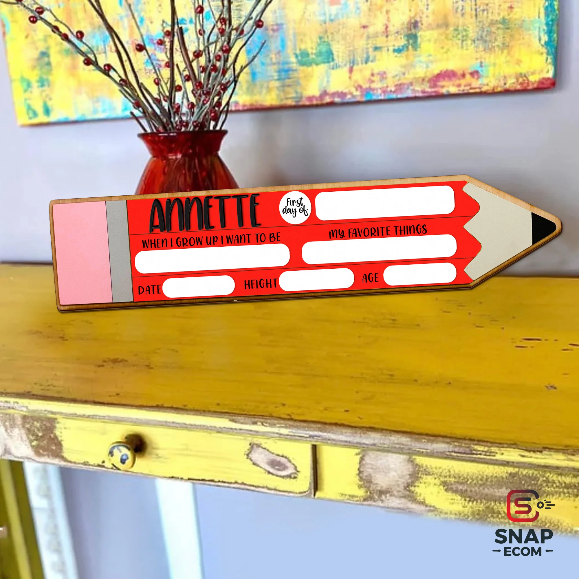 Persionalized First/ Last Day of School Sign Pencil Wood- 2 layers - 7