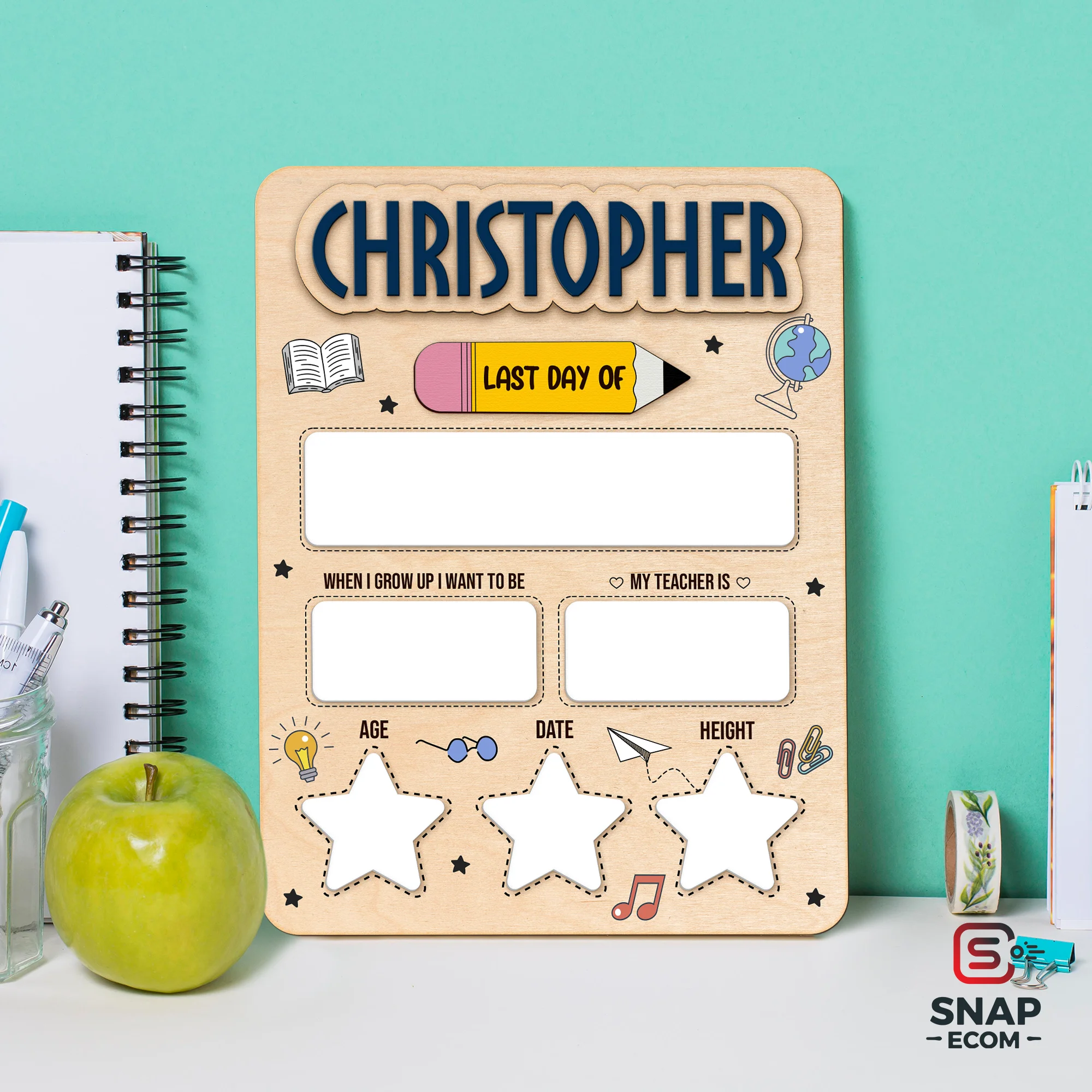 Persionalized First/ Last Day of School Sign Mix Wood and Acrylic - 3 layers - 4