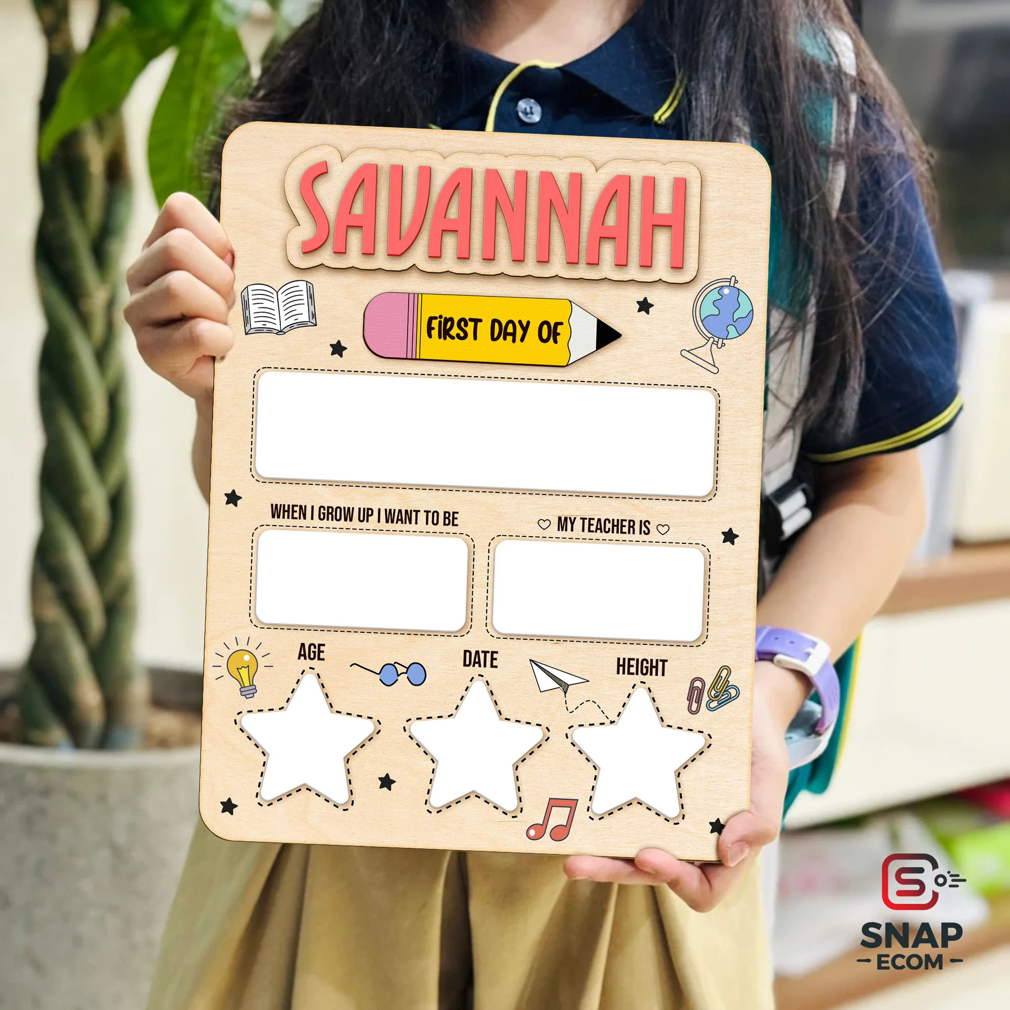 Persionalized First/ Last Day of School Sign Mix Wood and Acrylic - 3 layers - 5