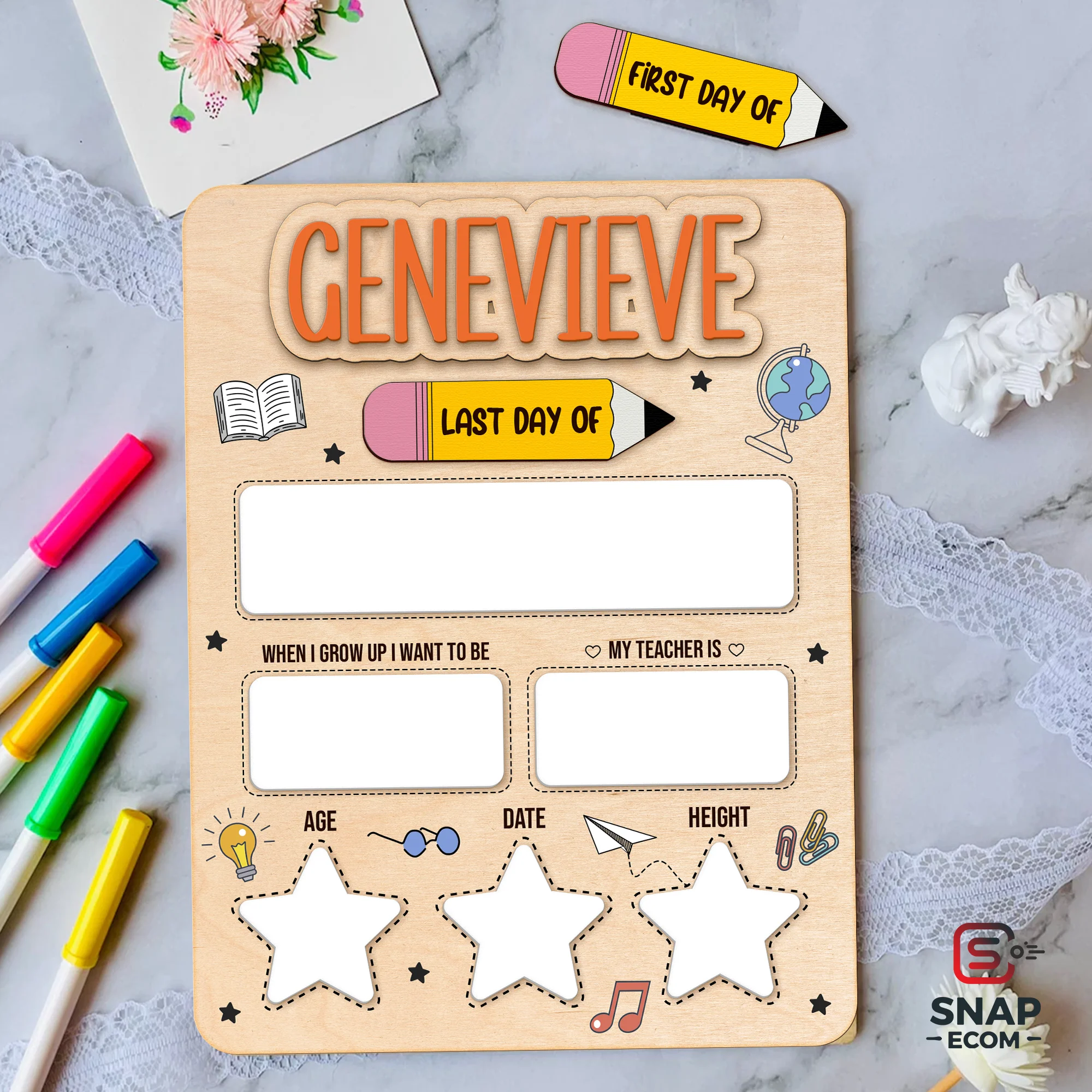 Persionalized First/ Last Day of School Sign Mix Wood and Acrylic - 3 layers - 6