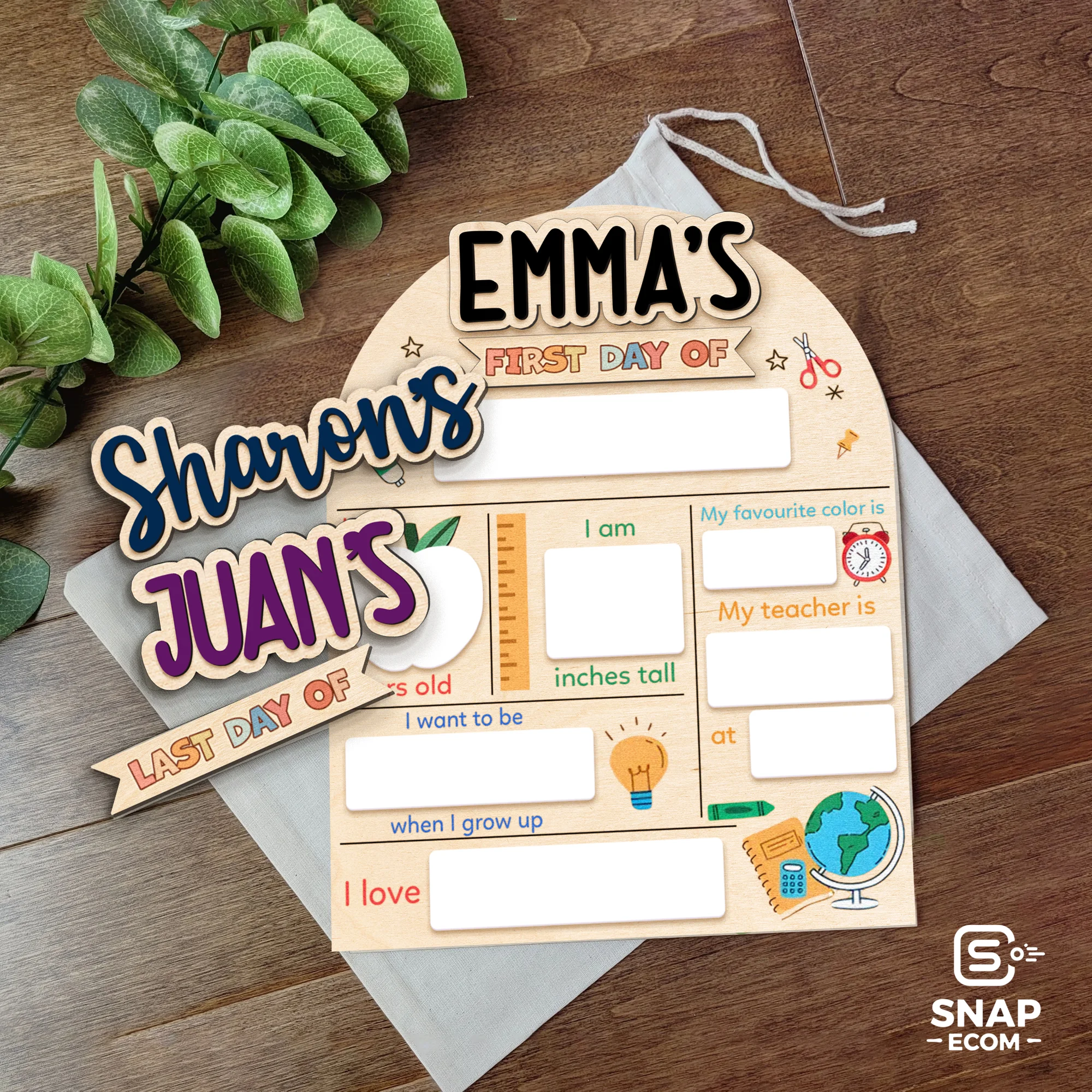 Persionalized First/ Last Day of School Sign Mix Wood and Acrylic - 3 layers - 8