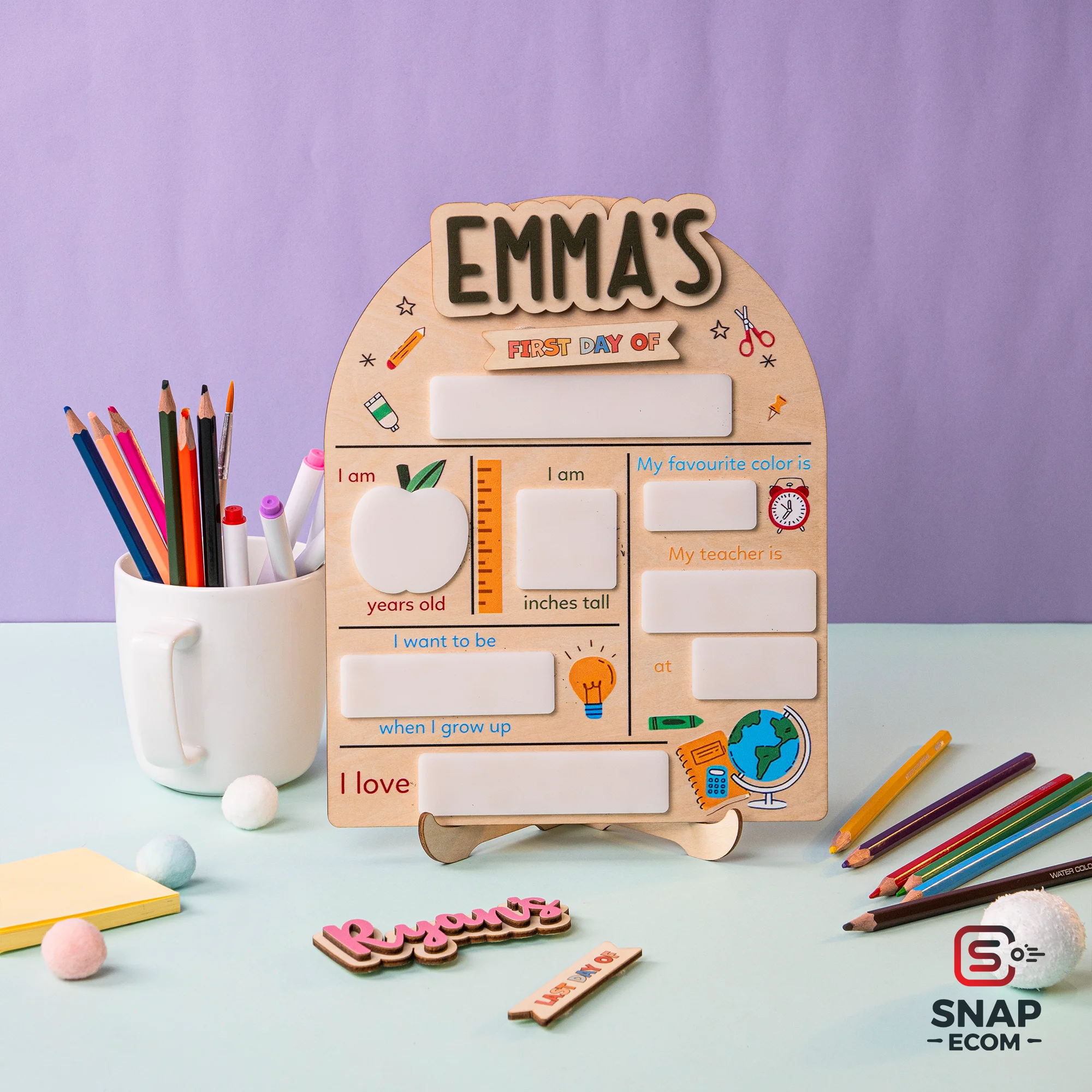 Persionalized First/ Last Day of School Sign Mix Wood and Acrylic - 3 layers - 9