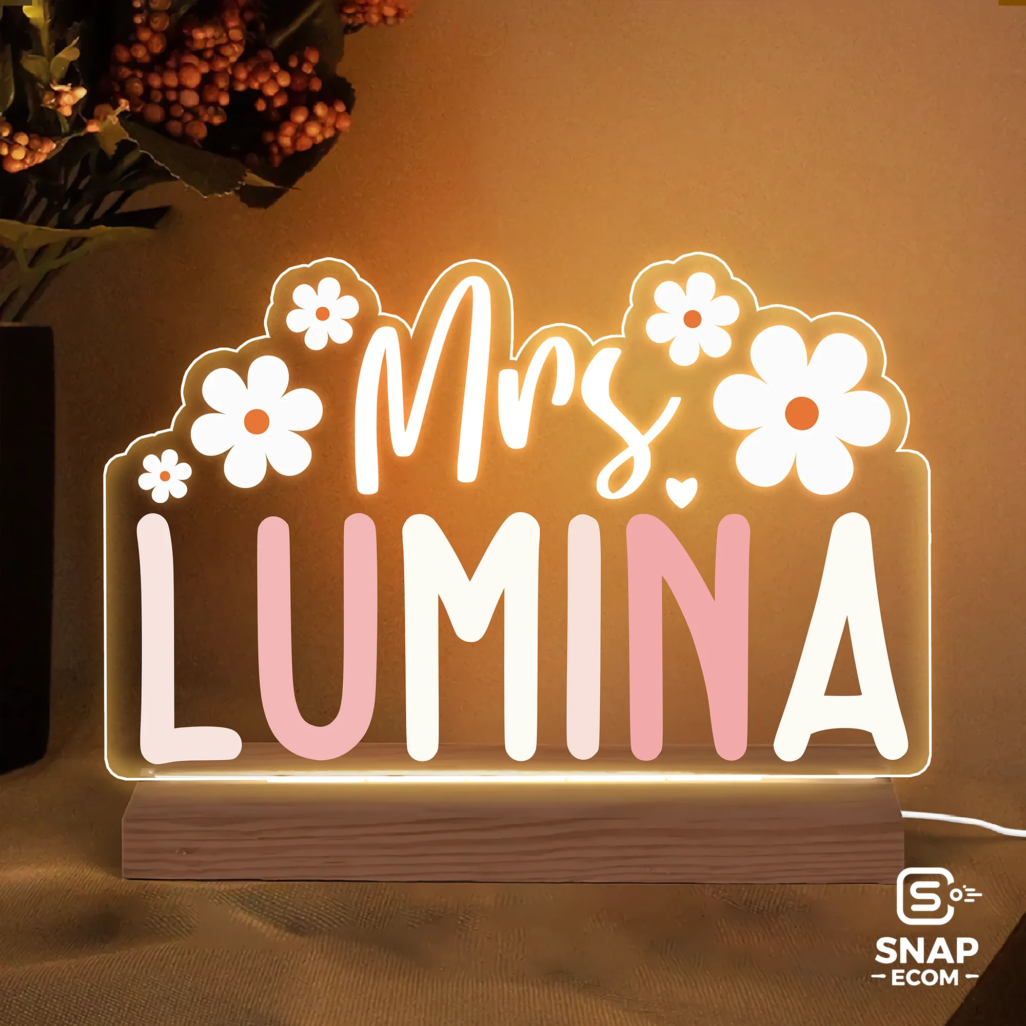 Custom Acrylic Night Light – Rectangle Base