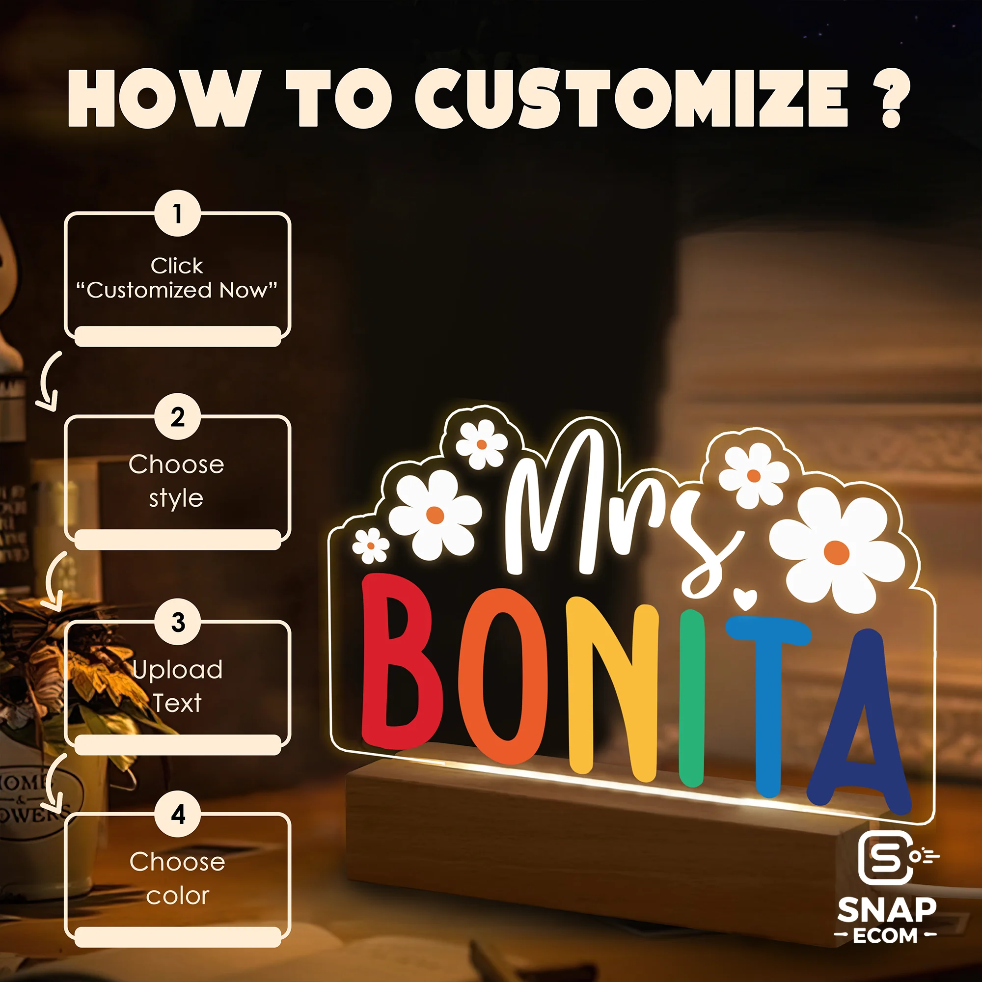 Custom Acrylic Night Light – Rectangle Base - 24